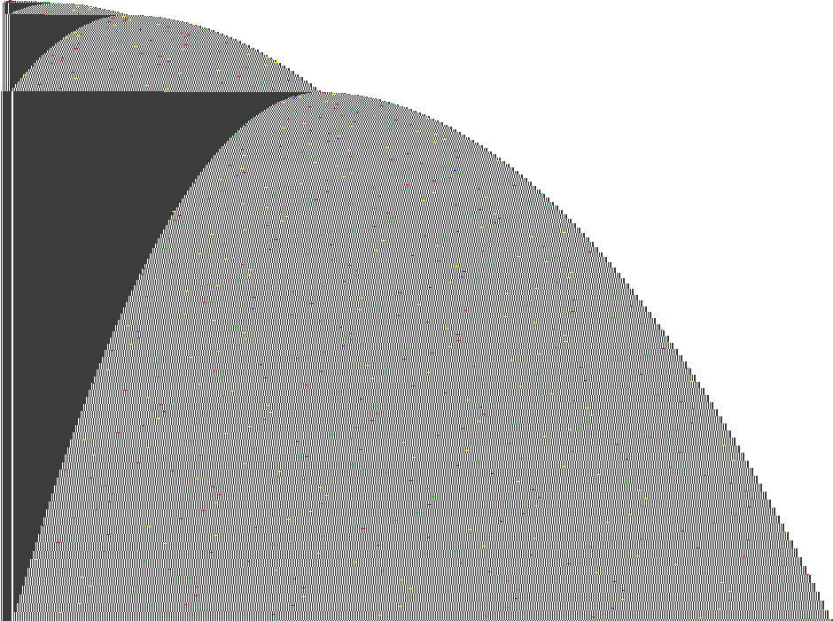 Space-time diagram of the 252,998-step machine of probe 13